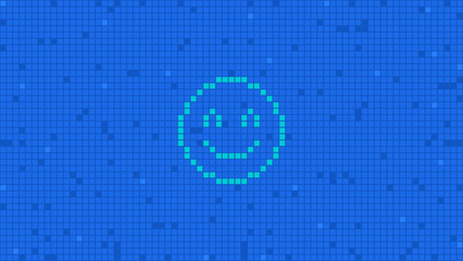 Pixel background with cheerful smiley. Abstract background