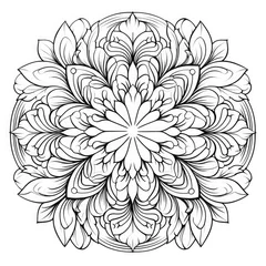 Peel and stick wall murals mandala design on white isolated background. boho mandala. Mandala with floral patterns. AI Generative.