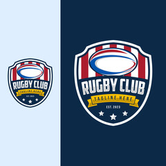 Rugby logo design vector template, rugby club emblem, badge