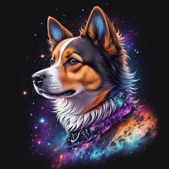 Portrait Dog lost on Galaxy Concept