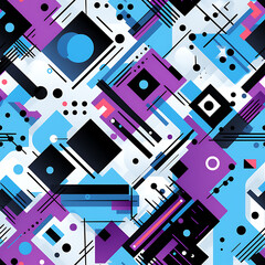 Seamless Tech Fusion: Abstract Blue, purple, Black Seamless Print, Perfect for Various Designs. - High-tech visuals, Versatile print for multiple uses, Futuristic pattern. 