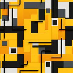 Seamless Tech Fusion: Abstract Yellow and Black Seamless Print, Perfect for Various Designs. - High-tech visuals, Versatile print for multiple uses, Futuristic pattern. 