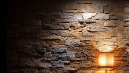 Obraz premium stone wall lamp modern interior decoration empty room, generative ai