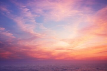 Naklejka na ściany i meble Serene Pink Sunset over the Atlantic Ocean in California with Dreamy Clouds, Generative AI