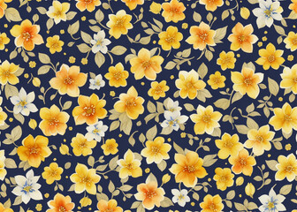 Yellow flowers watercolor seamless patterns