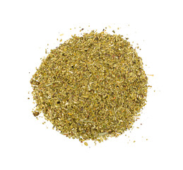 Matcha and Green Tea Leaves Mix Isolated, Dry Fresh Herbal Tea Pile, Healthy Drink Ingredient