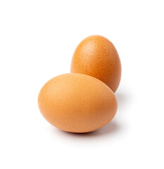 Chicken Eggs Isolated, Whole Poultry Egg, Fresh Healthy Farm Food, Easter Concept, Brown Poultry Chicken Eggs