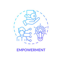 Gradient empowerment concept thin line icon, isolated vector representing data democratization.