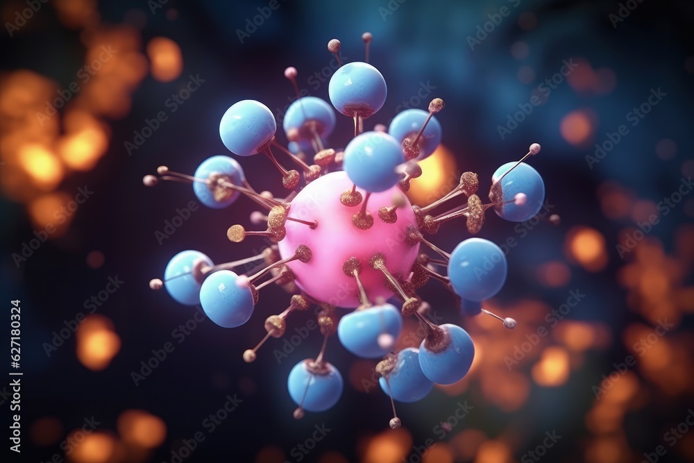 Wall mural atomic nucleus electrons neutrons protons. model shows that an atom is mostly empty space, with elec