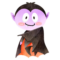Cute Watercolor Cartoon Dracula