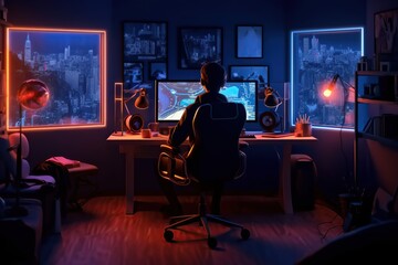 Gamer room. Ai art