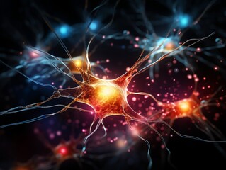 Neural cell neurons connecting the brain Generative AI