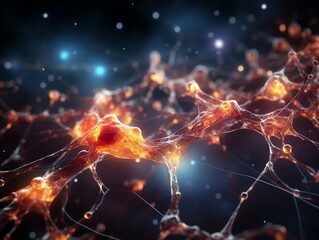 Neural cell neurons connecting the brain Generative AI