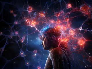 Neural cell neurons connecting the brain Generative AI