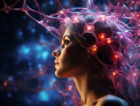 Neural cell neurons connecting the brain Generative AI