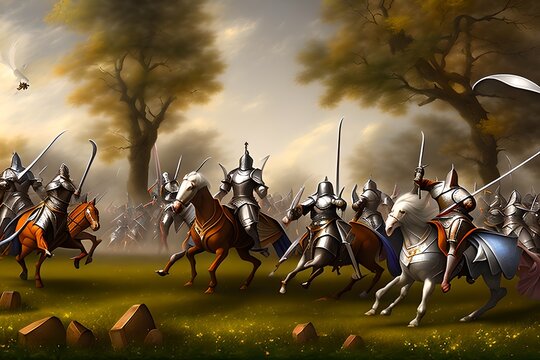 Battle of Knights, Generative AI Illustration