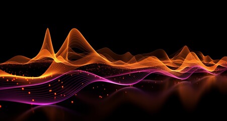 Vibrant Sound Waves on Black Background - Abstract Music Concept, Generative AI
