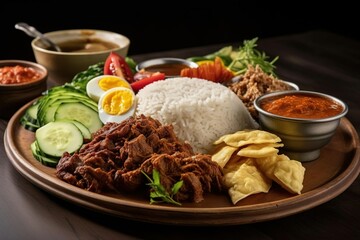a plate of nasi padang, rice padang