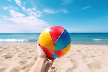 Fototapeta na wymiar beach volley ball in hand