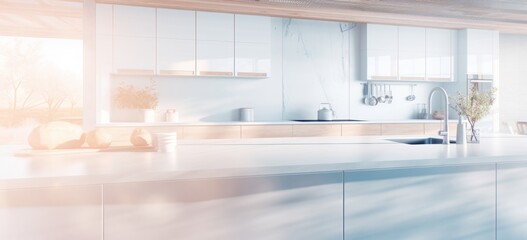 Modern Kitchen Island Design with Black and White Countertop, Sleek Cabinets, and Stainless Steel Appliances, Generative AI