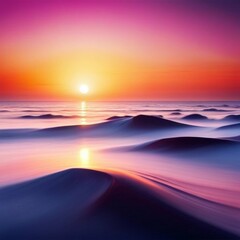 Fototapeta na wymiar stunning sunset over an ocean horizon, with orange and pink hues spreading arross the sky, peaceful, serene, high detail, seascape, ai generated