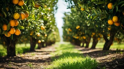 Vibrant citrus grove, bountiful summer harvest