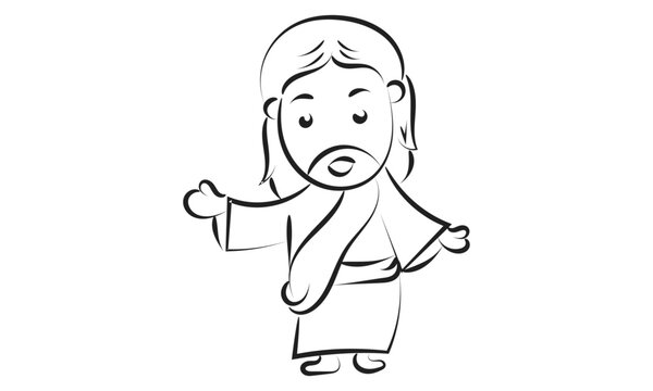 recommend clip art: Cute Jesus Christ Line Art for print or use as poster, card, flyer or t shirt