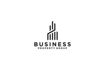 Fototapeta premium Real estate skyscraper tower logo design property icon symbol