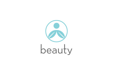 Beauty health care logo design yoga zen spa studio nature leaf icon symbol