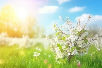 Beautiful blurred spring background nature with blooming