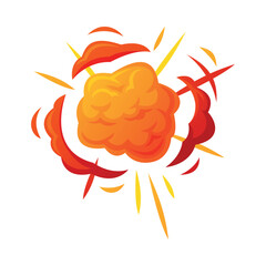 Bomb Explosion Bright Orange Cloud Vector Illustration