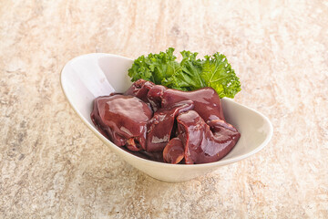 Raw chicken liver in the bowl