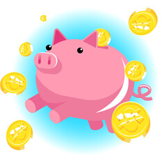 piggy bank with coins