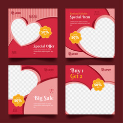 Romantic Social Media Banner with Blank Love Frame 