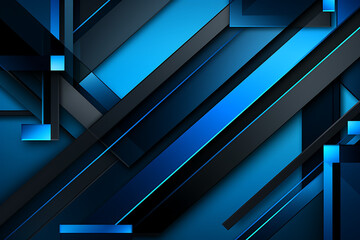 Obraz premium Futuristic Techscape: Abstract light Blue and Black Background with Flat Design, Ideal for illustrations, High-tech visuals, Contemporary flat design. - Generative AI