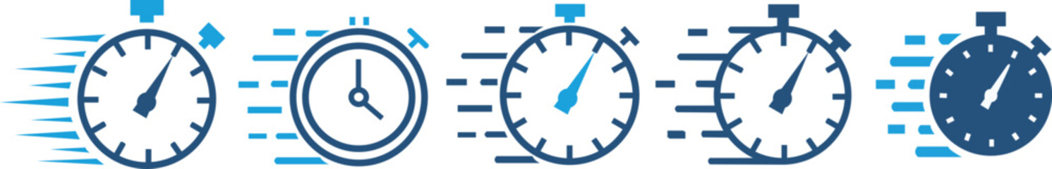 Time and Clock set of linear icons. Time management. Timer, Speed, Alarm, Restore, Time Management, Calendar and more. Collection of time, clock, watch, timer simple outline icons for web