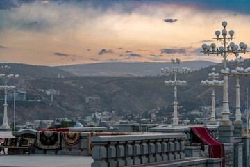 View on Tbilisi from the st Elias hill, site of the Holy Trinity Cathedral of Tbilisi