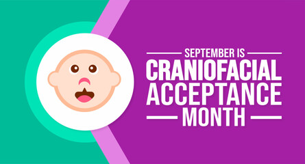 September is Craniofacial Acceptance Month background template. Holiday concept. background, banner, placard, card, and poster design template with text inscription and standard color. vector