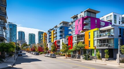 Obraz premium Impressive urban district: sleek high-rises, vibrant color style