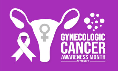September is Gynecologic Cancer Awareness Month background template. Holiday concept. background, banner, placard, card, and poster design template with text inscription and standard color. vector 