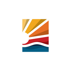 sunset beach logo design. Sunset Logo Stock Illustrations