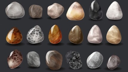 Fototapeta na wymiar Set of beautiful textured stones isolated