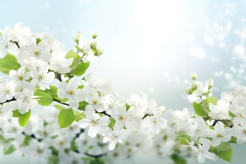 Fototapeta na wymiar spring white flowers panoramic background