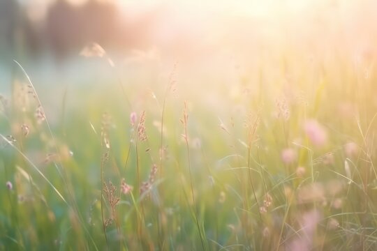 Soft blurred natural picture with wild grass in morning