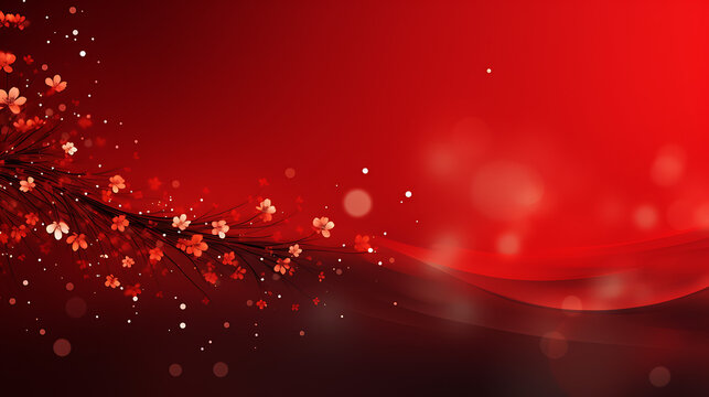 Red festive background image. Blossem, space left for text, minimalistic, calm - Generative AI