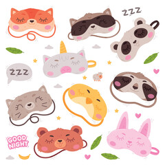 Eye Mask for Sleeping as Cloth Cover to Block out Light Vector Set