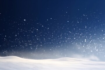 Winter background sparkling falling snow against a dark gradient sky