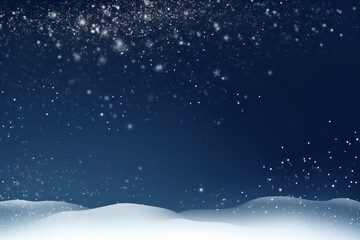 Winter background sparkling falling snow against a dark gradient sky