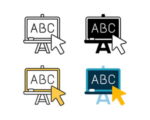 online education icon vector design in 4 style line, glyph, duotone, and flat.