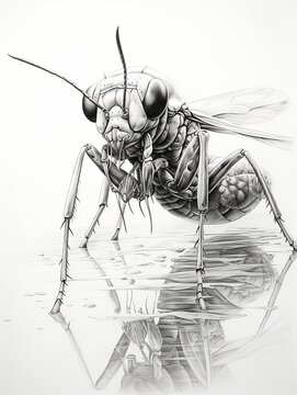 Wallpaper for phone with a pencil sketch artwork backswimmer animal drawing.